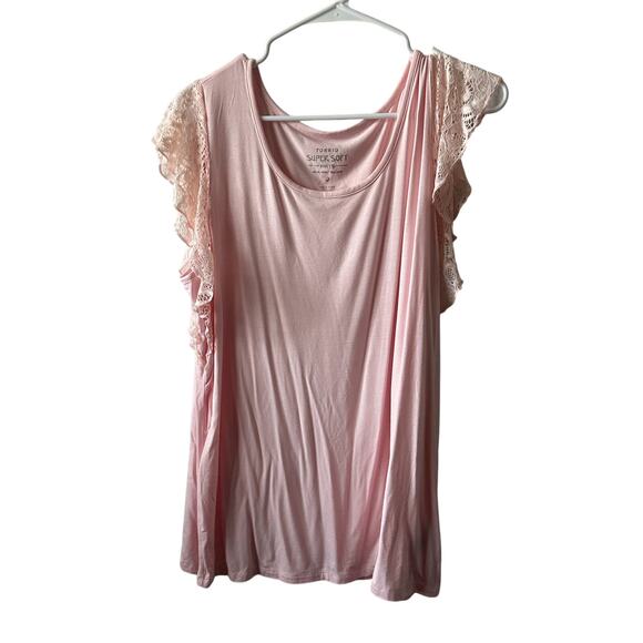 torrid Tops - Torrid Super Soft Pink Lace Top Size 0 (XL)